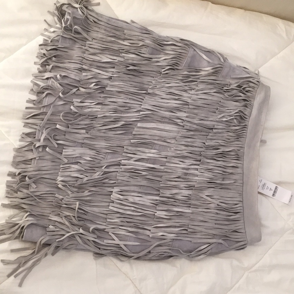 fringe mini skirt